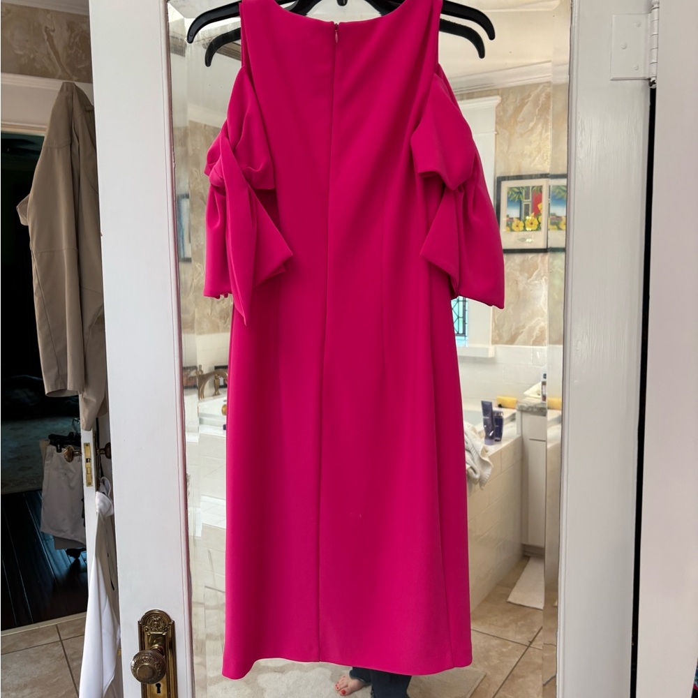 Joseph Ribkoff Pink Sheath Dress Cold Shoulder Flutter Sleeveless